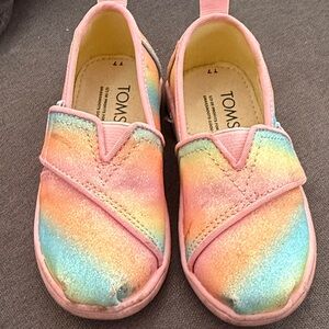 TOMS Kids Pastel Rainbow Velcro Slip Ons